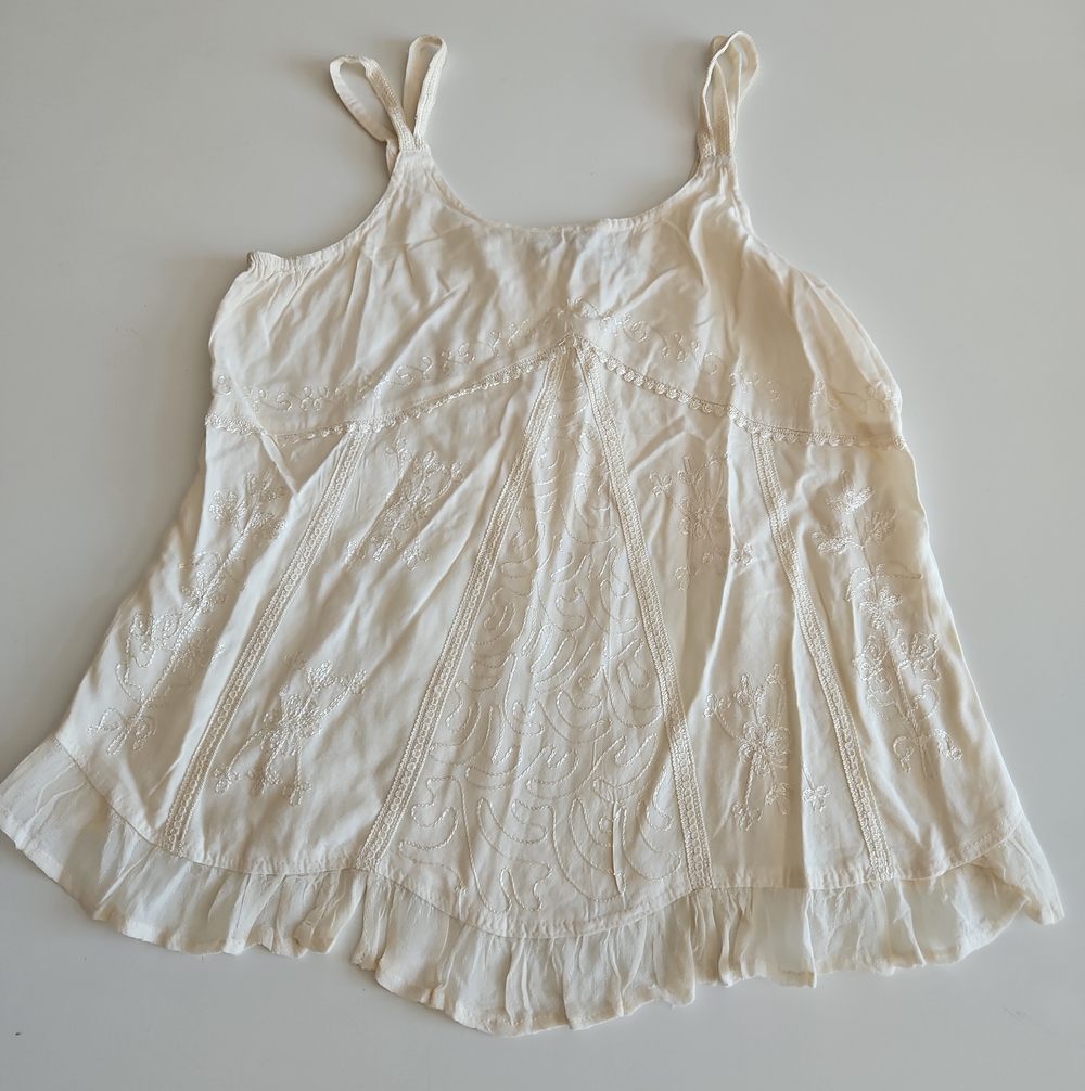 Cute Options Cream Embellished Double-Spaghetti Strap Camisole Tank Top